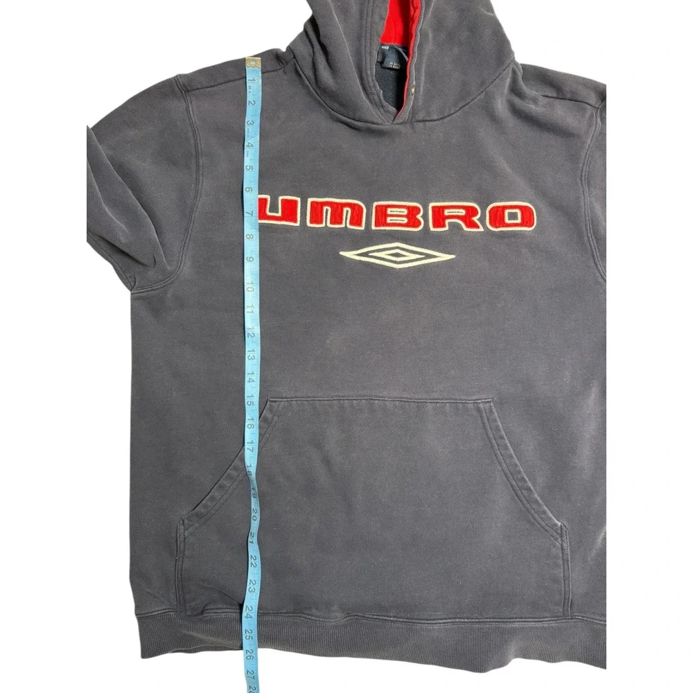 Umbro Vintage 90s Hoodie Navy Blue Red Lined‎ Logo Sweatshirt Y2K Size Large